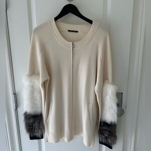 STUNNING KOBI HALPERIN CASHMERE/ REAL FUR ZIP UP